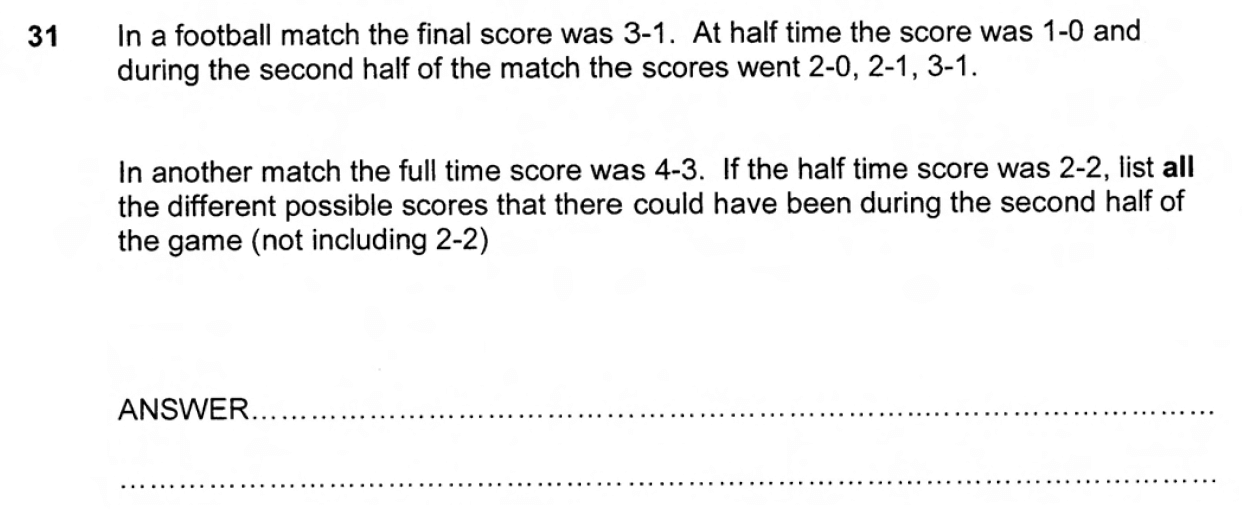 Question 31 - Forest School 11 Plus Maths 2012 Entrance Examination