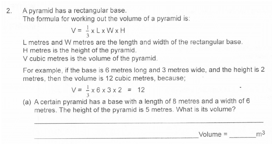 Question 02 - The Manchester Grammar School 11 Plus Entrance Examination Arithmetic Paper 2 2007