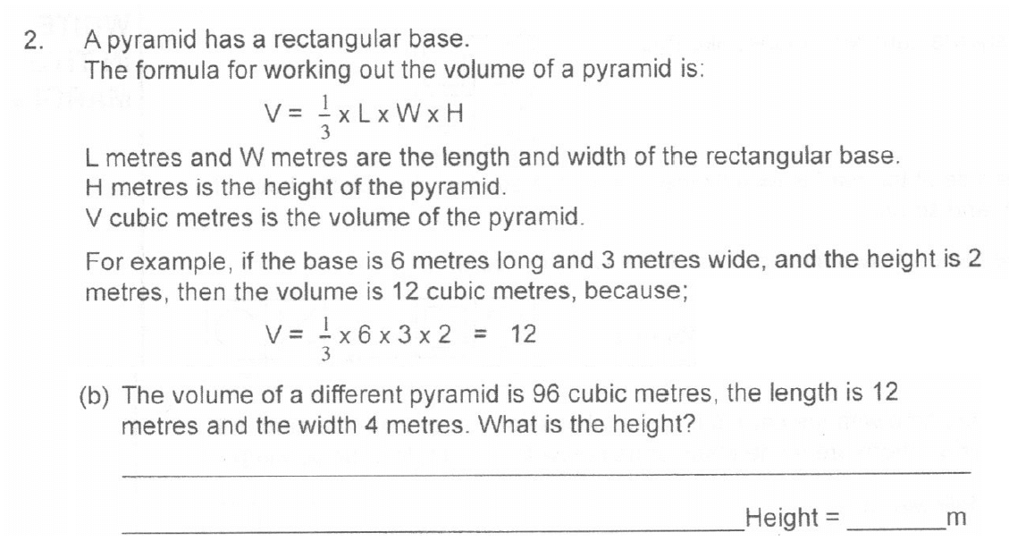 Question 03 - The Manchester Grammar School 11 Plus Entrance Examination Arithmetic Paper 2 2007