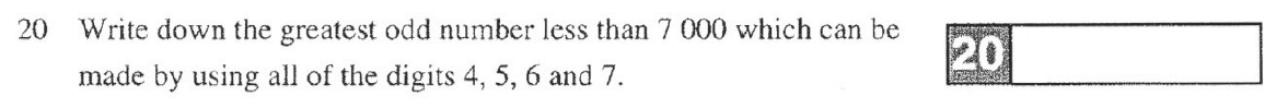Question 20 - The Manchester Grammar School 11 Plus 2005 Arithmetic Paper 1