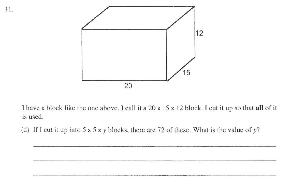 Question 25 - The Manchester Grammar School 11 Plus 2005 Arithmetic Paper 2