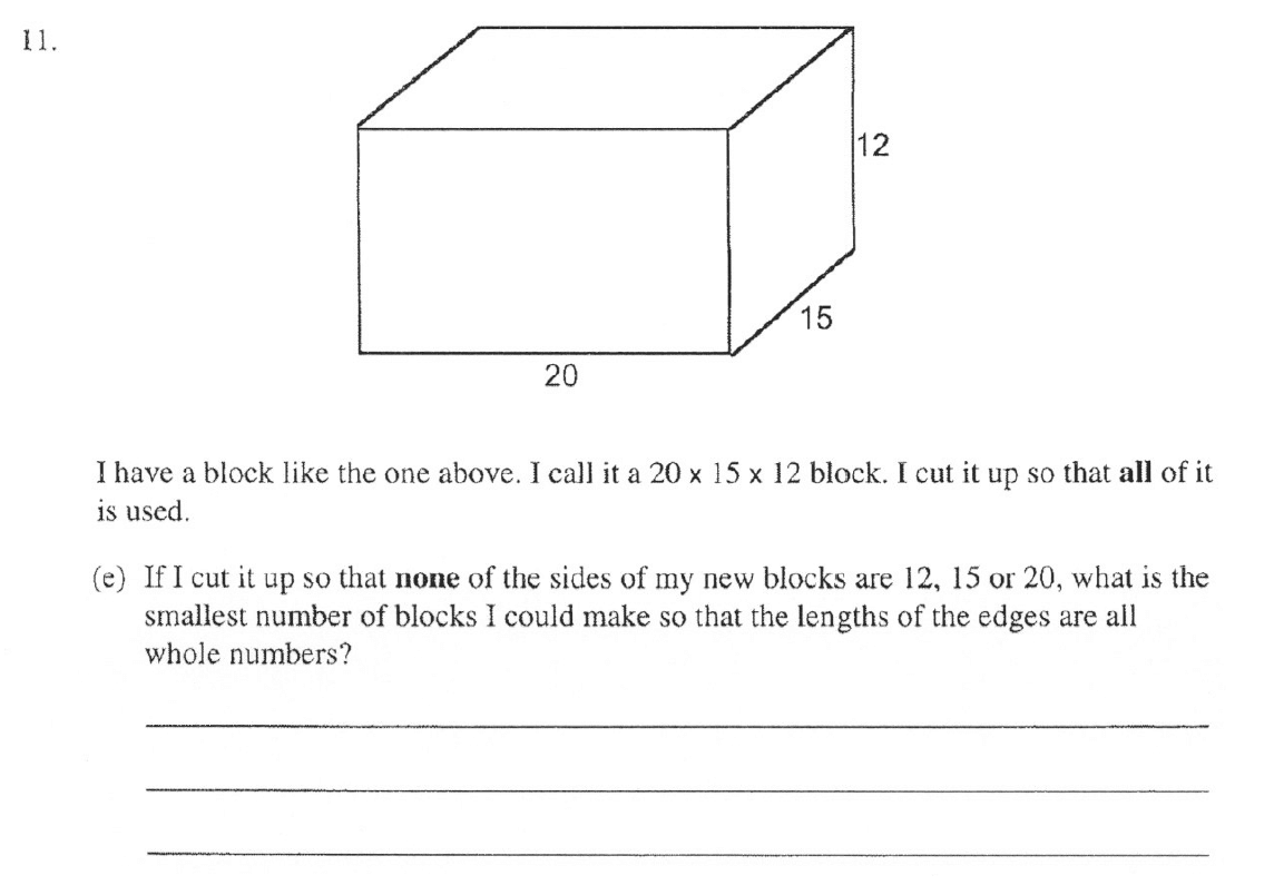 Question 26 - The Manchester Grammar School 11 Plus 2005 Arithmetic Paper 2