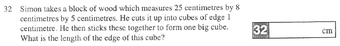 Question 32 - The Manchester Grammar School 11 Plus 2005 Arithmetic Paper 1