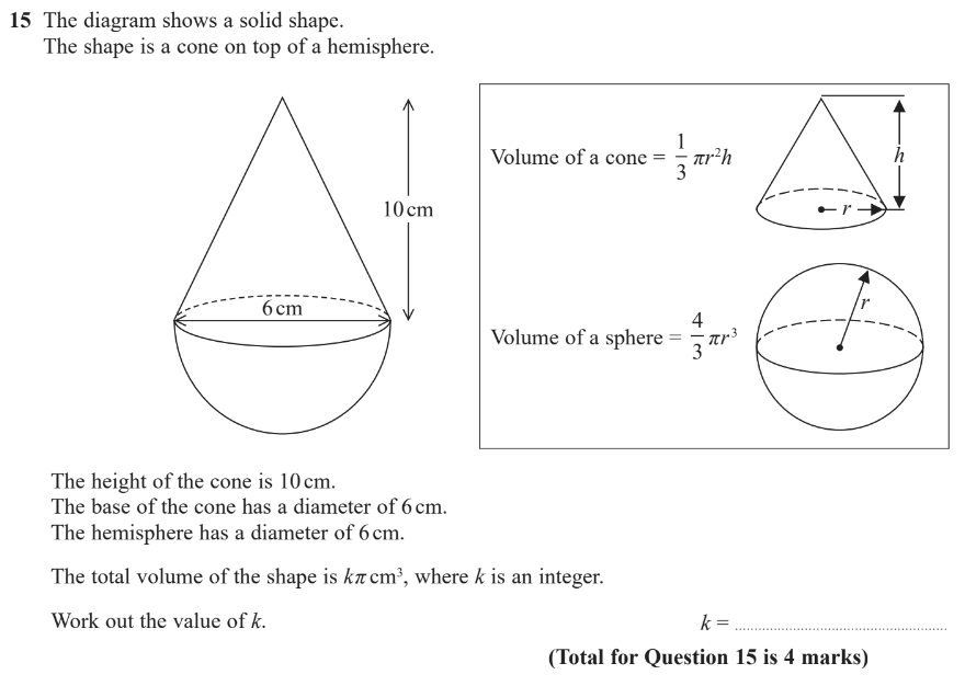 GCSE (9-1) Maths - Volume & Surface Area - Past Paper Questions - Page ...