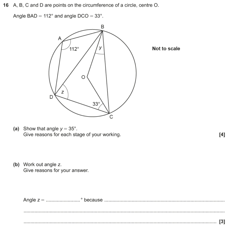 Gcse (9-1) Maths - Circle Theorems - Past Paper Questions 