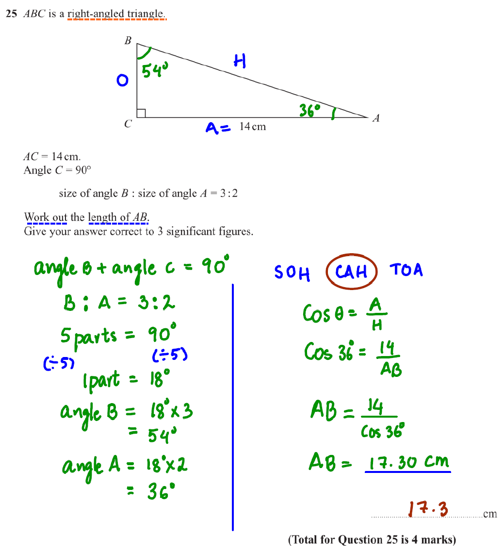 GCSE Trigonometry Lengths Questions and Answers