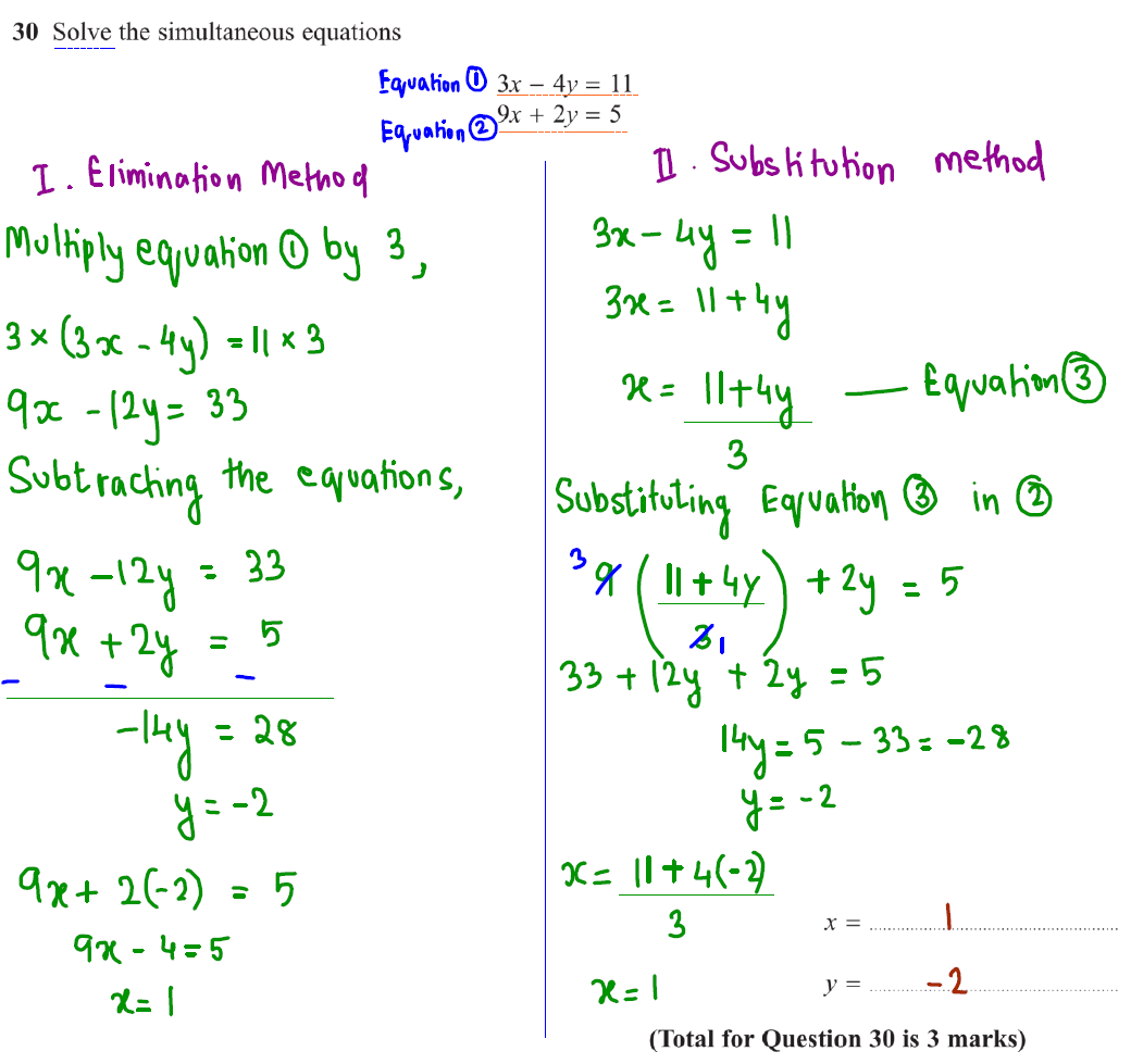 GCSE Simultaneous Equations Questions and Answers