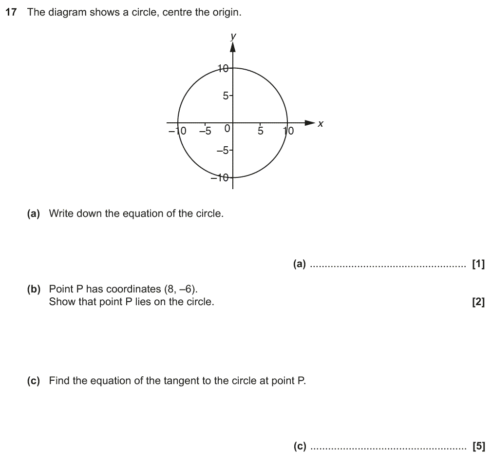 GCSE Equation of a Circle Questions and Answers