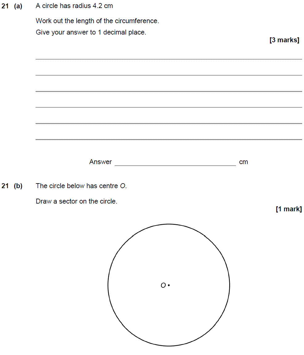 Gcse circles sectors and arcs questions and answers
