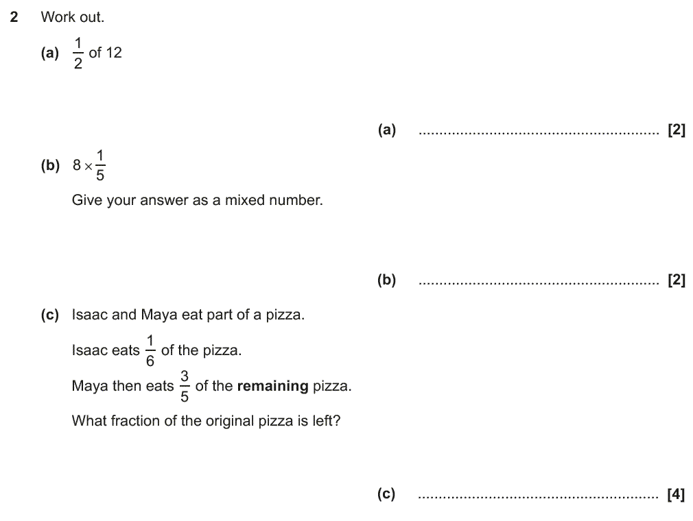 fractions problem solving questions gcse