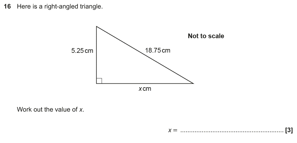 Question 16 - OCR GCSE Foundation 2018 Past Paper 3 - Geometry and Measures, Pythagoras Theorem, Triangles Questions By Topic