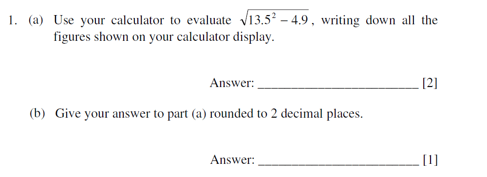 Question 01 Dulwich College - 13 Plus Maths Sample Paper 2