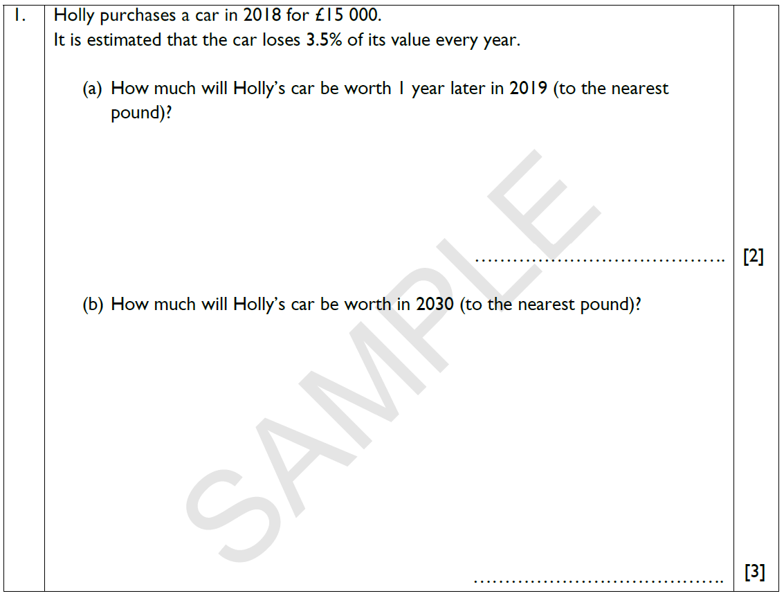 Question 01 Reigate Grammar School - 13 Plus Maths Exam Paper 2018 - Calculator
