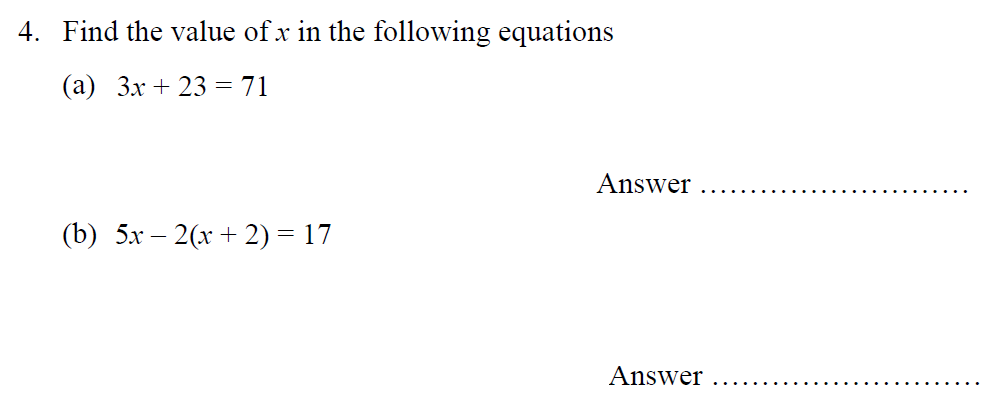 Question 10 Oundle School - 13 Plus Maths Entrance Exam 2014