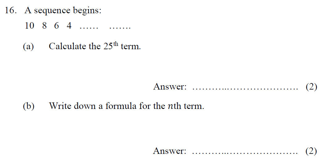 Question 27 Tonbridge School - Year 9 Maths Entrance Exam - Specimen A