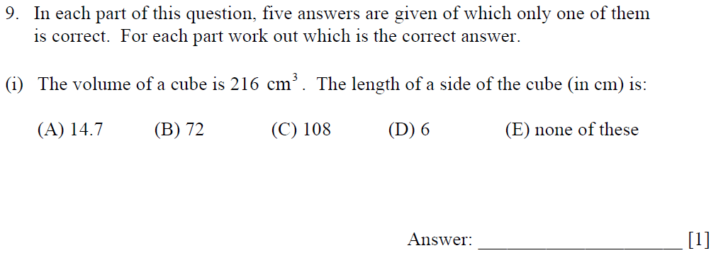 Question 13 Dulwich College - 13 + Maths Sample Paper 1