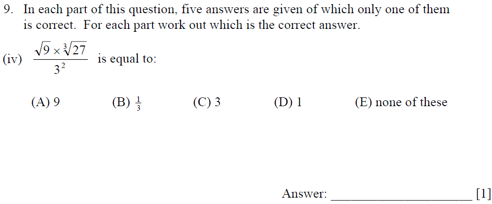 Question 16 Dulwich College - 13 + Maths Sample Paper 1