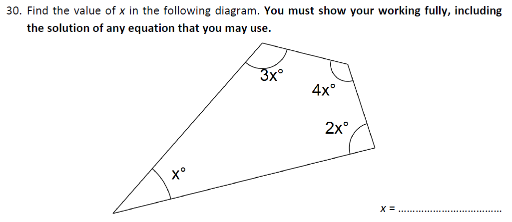 Question 30 - Haberdashers’ Aske’s Boys’ School - 13 Plus Maths Entrance Exam Paper 1 - 2012