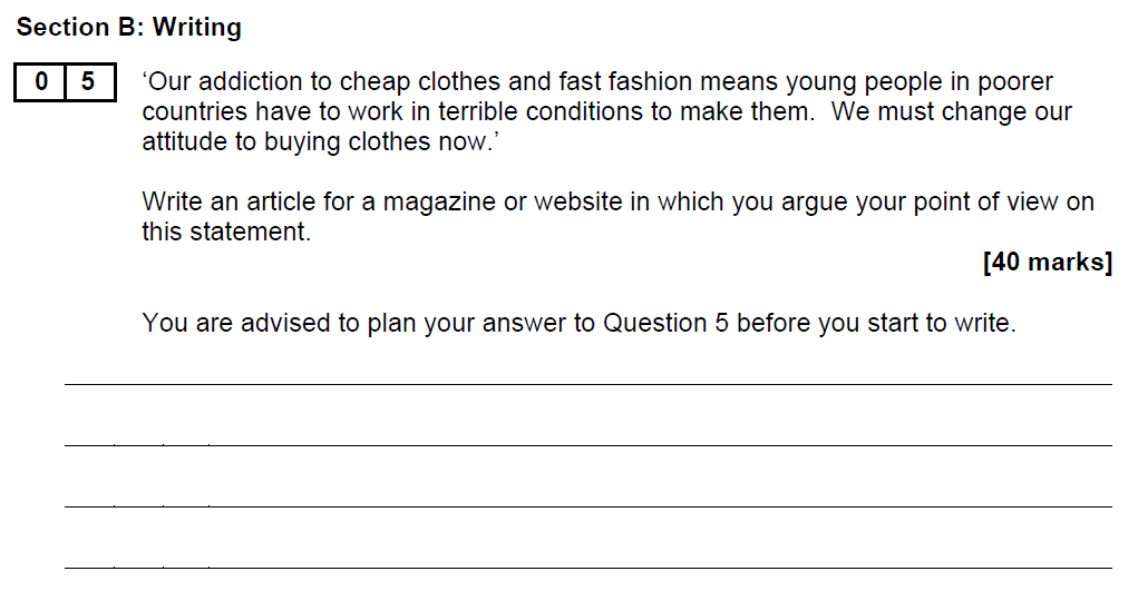 Question 01 AQA GCSE Nov 2021 English Language Past Paper 2 Creative Writngs 