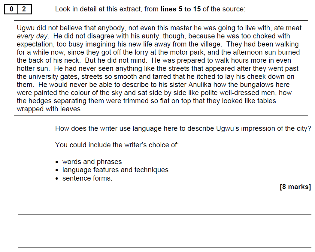 English Language Paper 1 Model Answers Question 3