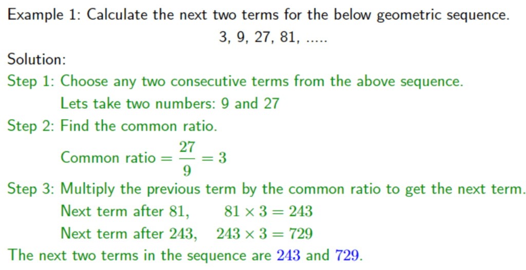 Example 01 Geometric Sequences Math Solution