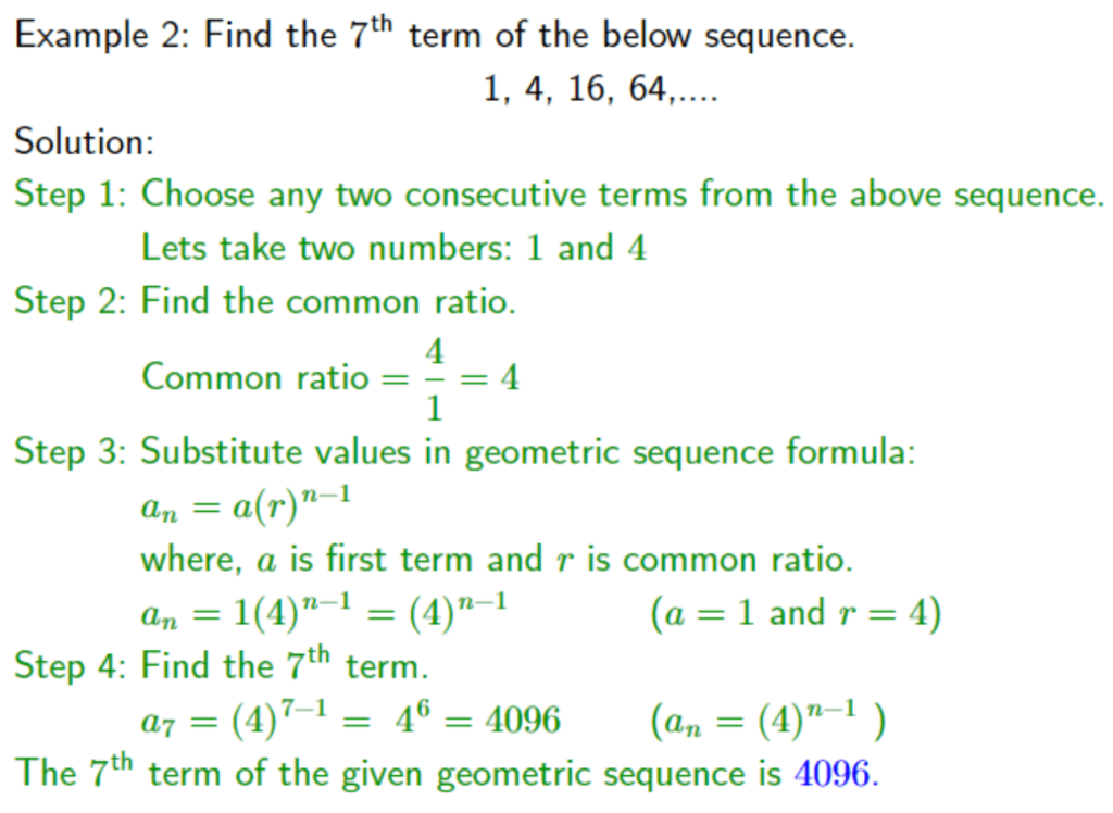 Example 04 Geometric Sequences Math Solution