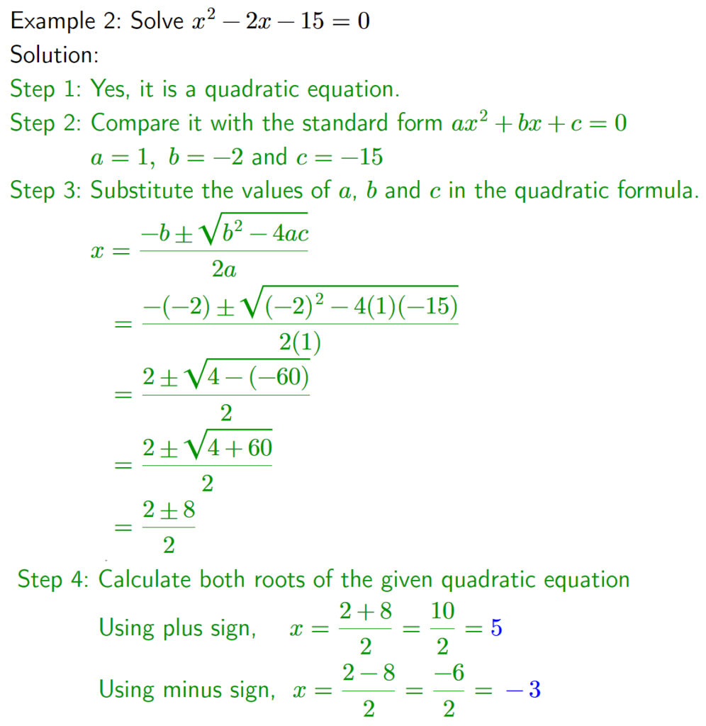 GCSE Quadratic Formulae - Example 02