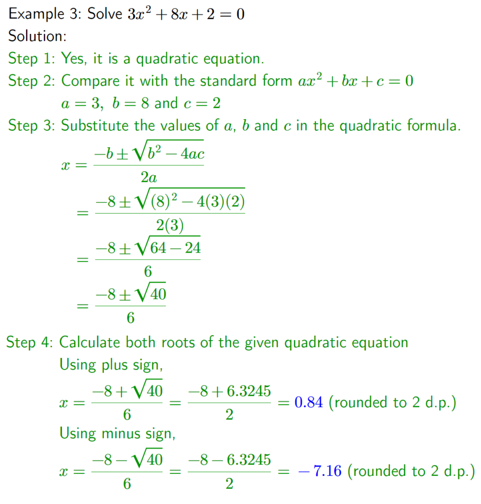 GCSE Quadratic Formulae - Example 03