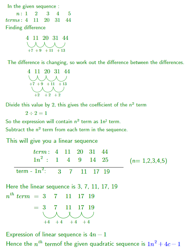 GCSE Quadratics Sequences Content Image 03