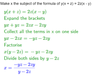 Rearranging Formulae Math solution 03
