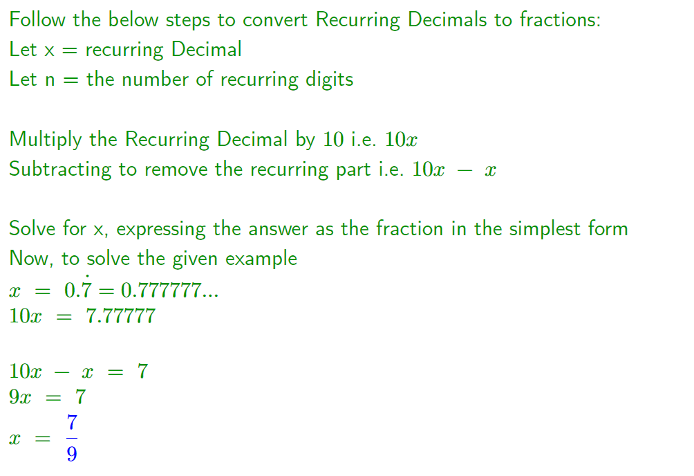 Recurring Decimals Example Solution 01
