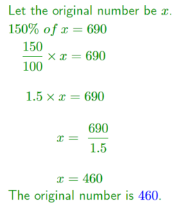 Reverse Percentages Example Solution 03
