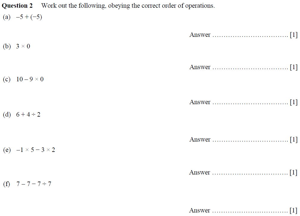 Question 05-Oundle School First Form Mathematics 2019