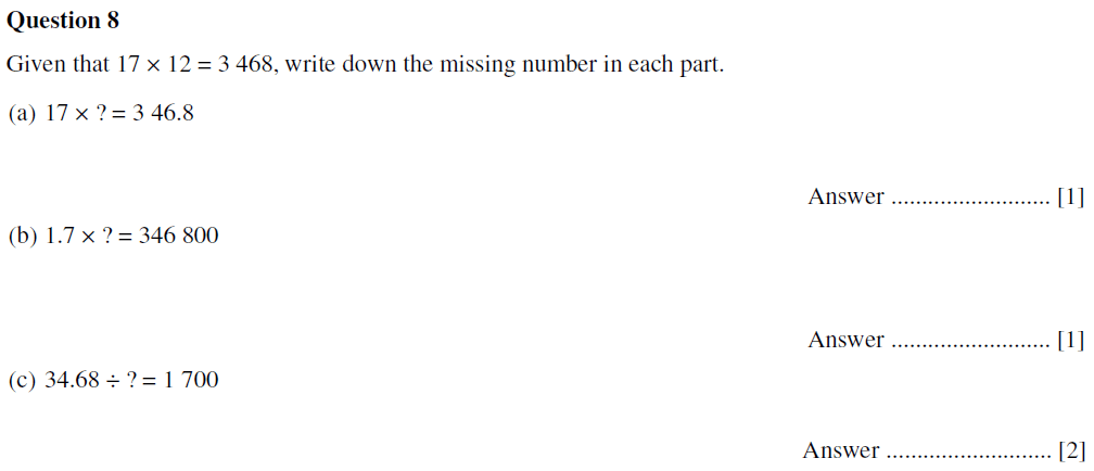 Question 12-Oundle School First Form Mathematics 2020