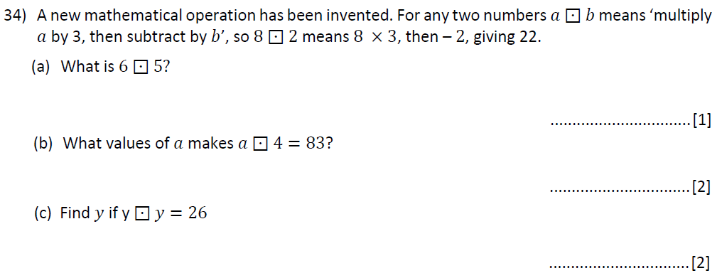 Question 36-Reigate Grammar 11 Plus Maths Entrance Examination 2021