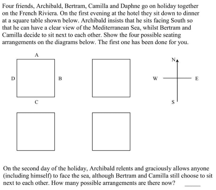 Seating Arrangement-11+ Topicwise Article-Quiz-Question 04