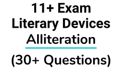 11 Plus Literary Devices Alliteration Questions Card
