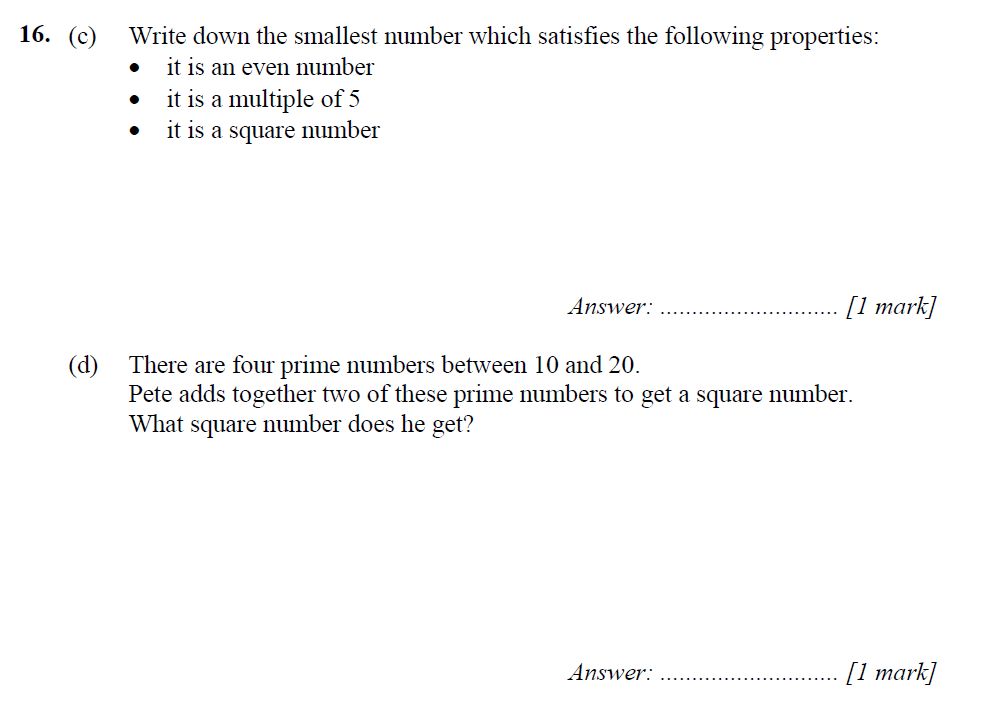 Question 27 - Merchant Taylors School 11 Plus Maths Specimen Paper 1