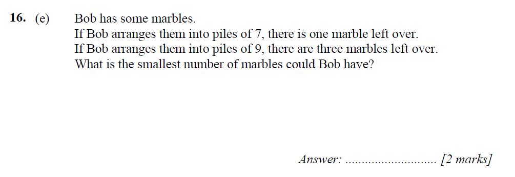 Question 28 - Merchant Taylors School 11 Plus Maths Specimen Paper 1