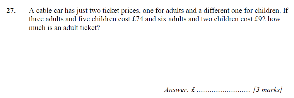 Question 43 - Merchant Taylors School 11 Plus Maths Specimen Paper 2