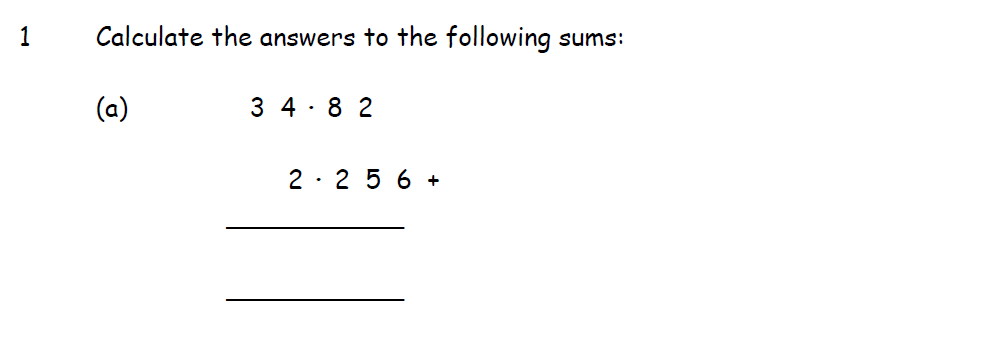 Question 01 - Downside School 11 Plus Exam Maths Specimen A 2021