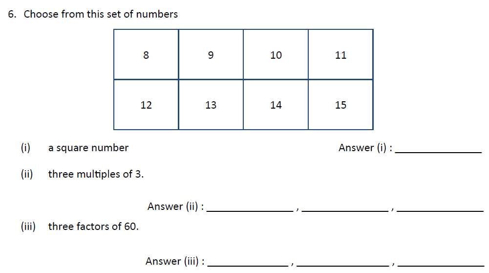 Question 08 - Perse School Year 7 Entrance Exam 2023 Sample Maths Paper 1