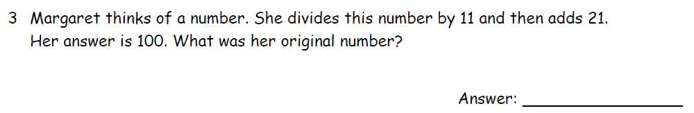 Question 10 - Downside School 11 Plus Exam Maths Specimen B 2021