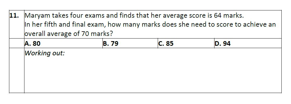 Question 11 Eltham College Year 7 Entrance and Scholarship Exam 2023