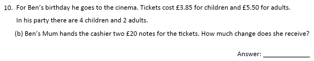 Question 13 - Perse School Year 7 Entrance Exam 2023 Sample Maths Paper 1