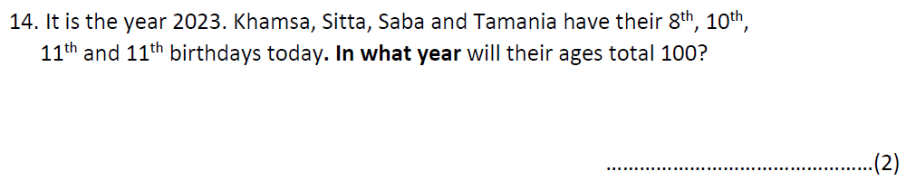 Question 15 - Bancroft's School 11 Plus Maths Entrance Paper 2024