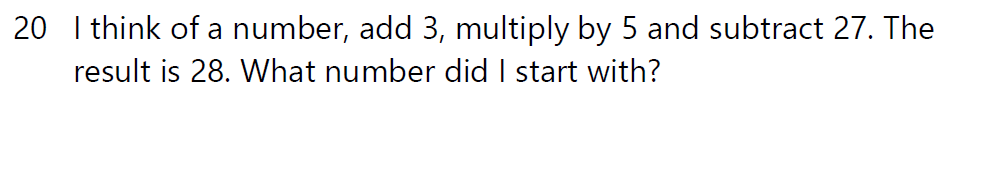Question 20 Haileybury 11 Plus Maths Sample Assessment 3