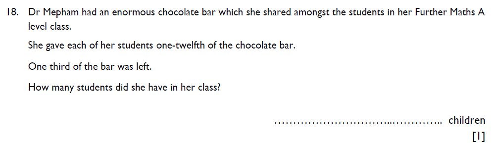 Question 22 Aldenham School 11 Plus Maths Sample Paper 2023