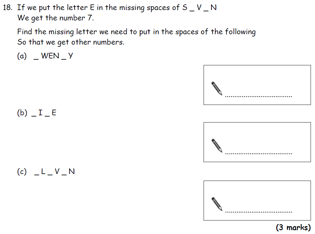 Question 27 - Bradford Grammar 11 Plus Maths Specimen Paper
