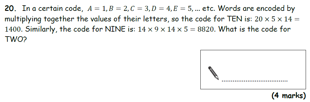 Question 30 - Bradford Grammar 11 Plus Maths Specimen Paper